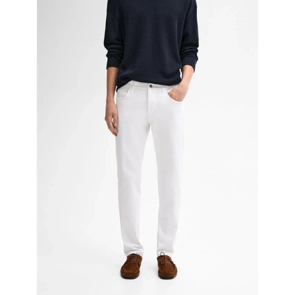 Massimo Dutti Mens Jeans EU 46 US 36 White Tapered Slim Fit 0035/057 NWOT